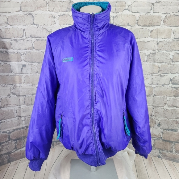 Vintage Reversible Columbia Bomber Jacket Ski Winter Purple Teal Size Large - Picture 5 of 16